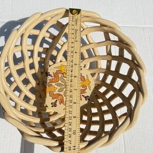 Artimino Portugal Earthenware Lattice Basket Bowl Hand Painted Medallion 10.5in